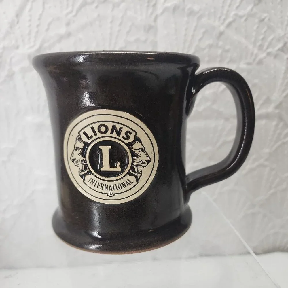 Lions International Handcrafted USA Pottery Mug 12 Oz Chocolate Brown color - Picture 1 of 6
